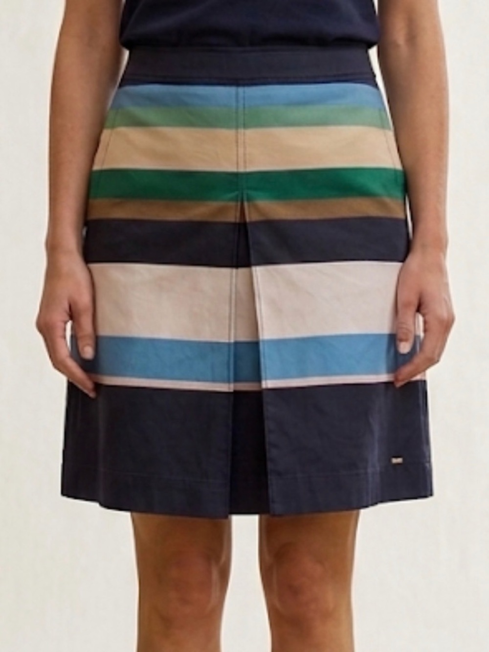 Tommy Hilfiger Navy Multicolor Striped A-Line Skirt